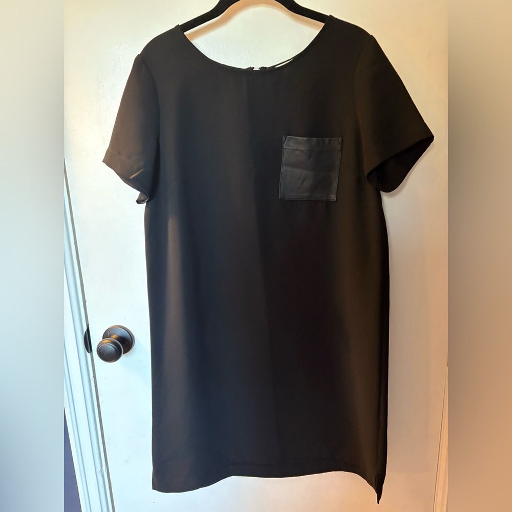 J. Crew Black Mini Dress with leather Pocket